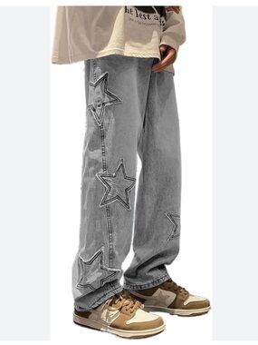 Zumiez Light Blue Denim Star Embroidered Tee Unisex Jeans